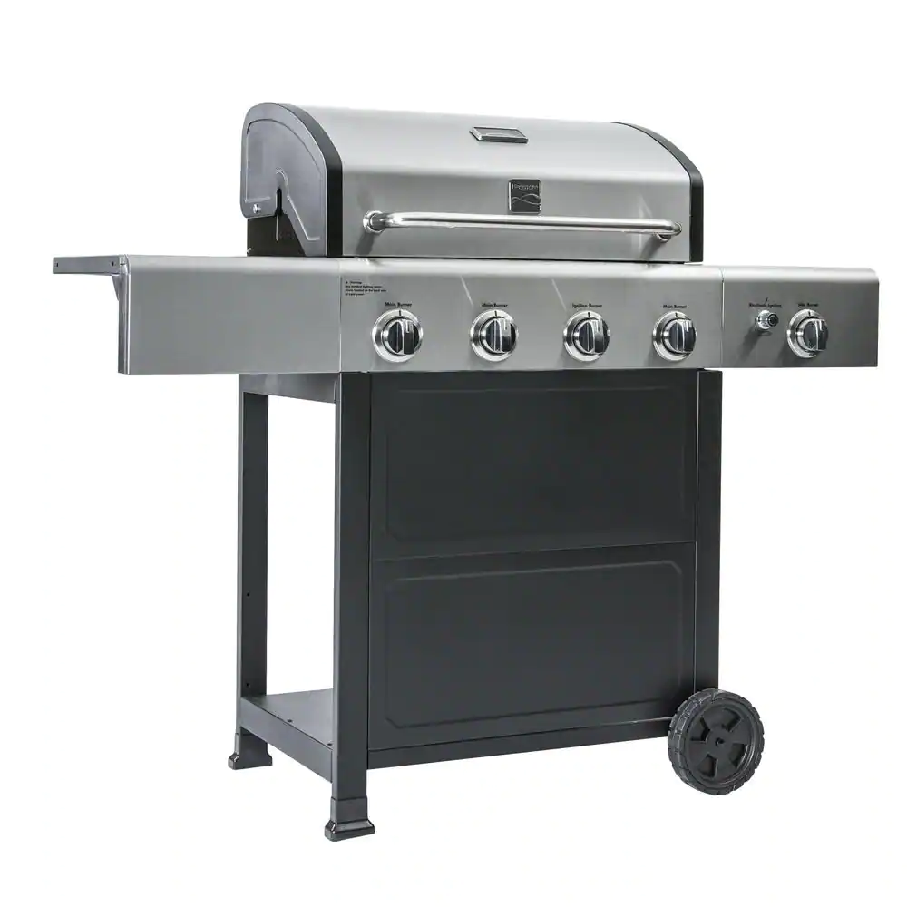 Kenmore Kenmore 4 Burner Open Cart Propane Gas BBQ Grill With Side Burner. Stainless Steel And Black