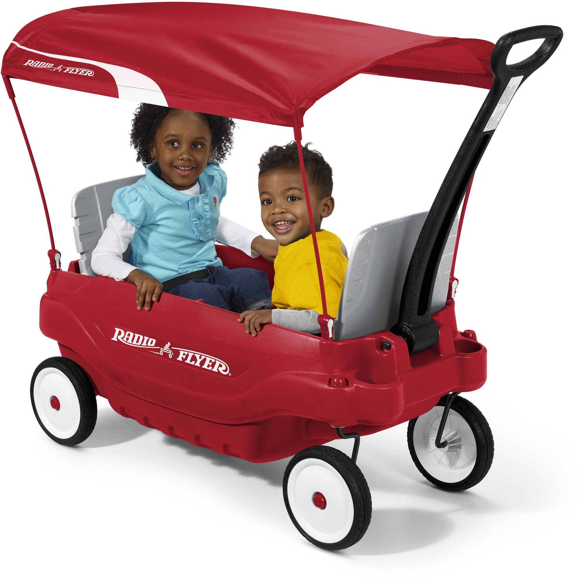 Radio Flyer Deluxe Family Wagon with Canopy. Folding Seats. Red