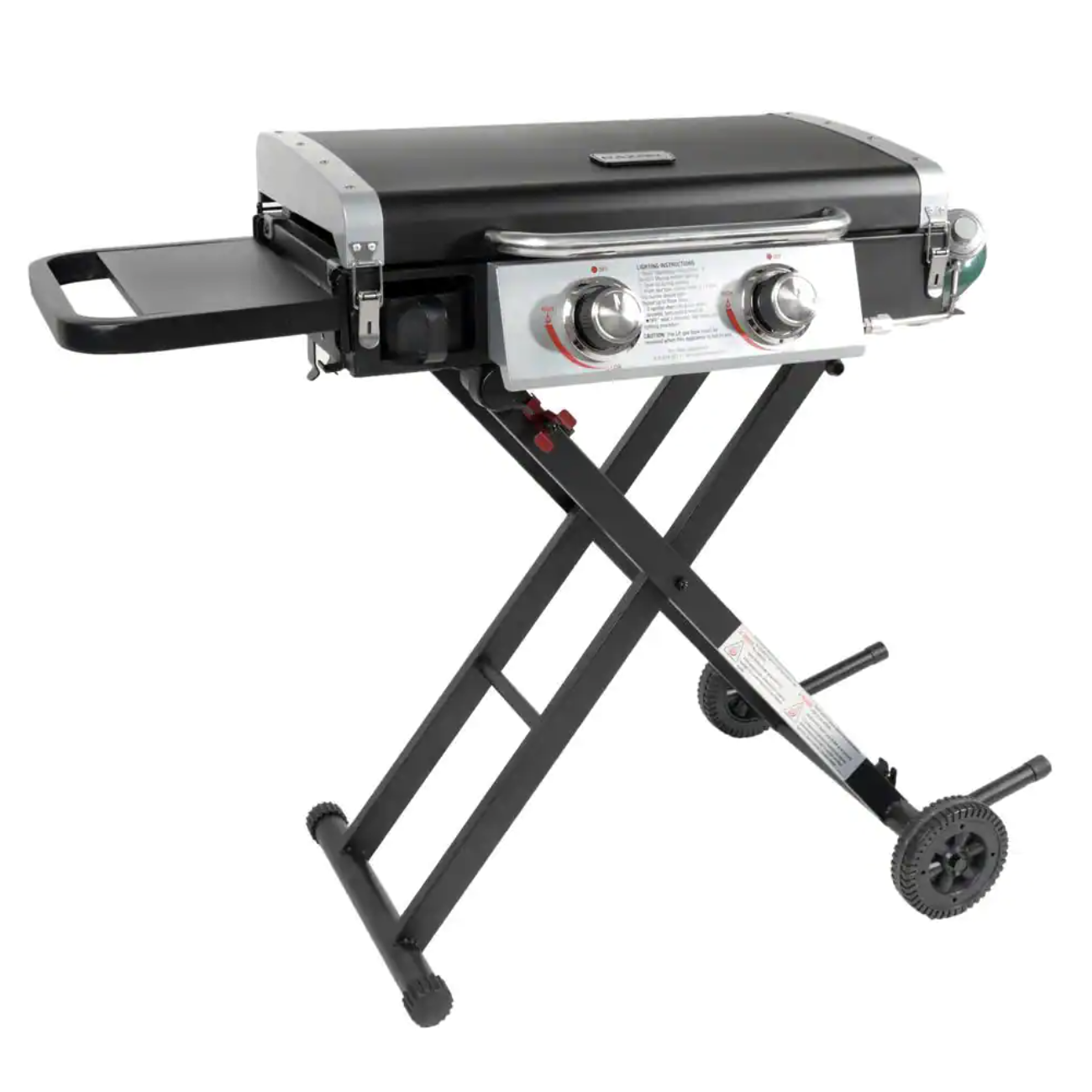 Razor 2-Burner Portable LP Gas Griddle with Lid and Folding Cart in Black