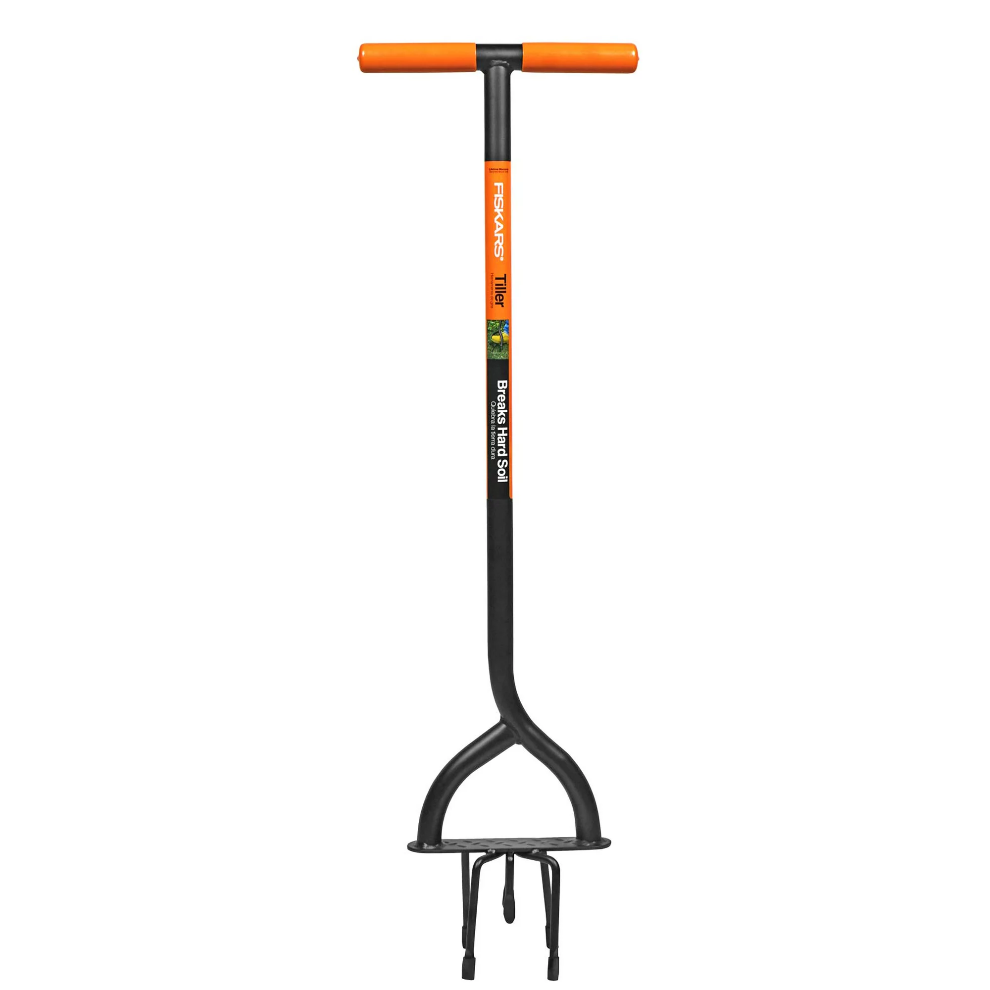 Fiskars Steel 40″ Long-Handled Manual Tiller Garden Tool
