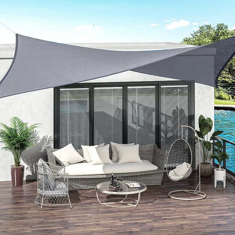 Outsunny 20′ x 13′ Rectangle Sun Shade Sail Canopy Outdoor Shade Sail Cloth for Patio Deck Yard