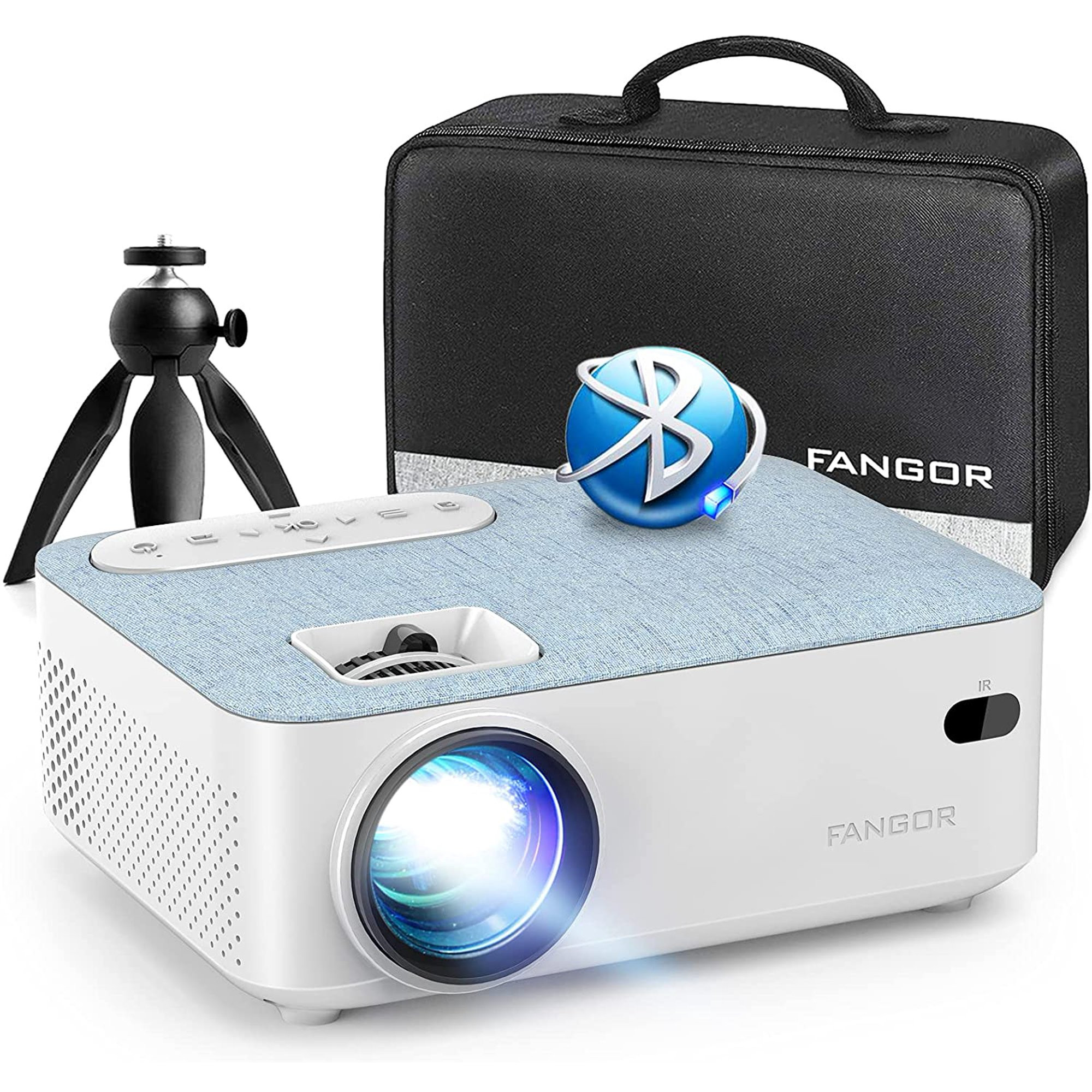Fangor 206A 1080P Portable Mini Projector With Tripod & Carry Bag. Support Bluetooth. 200″ Projection Size