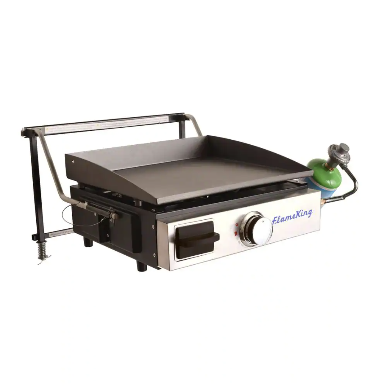Flame King Flat Top Cast Iron Propane Grill Griddle for Tabletop. Wall Mounted and Floor Stand