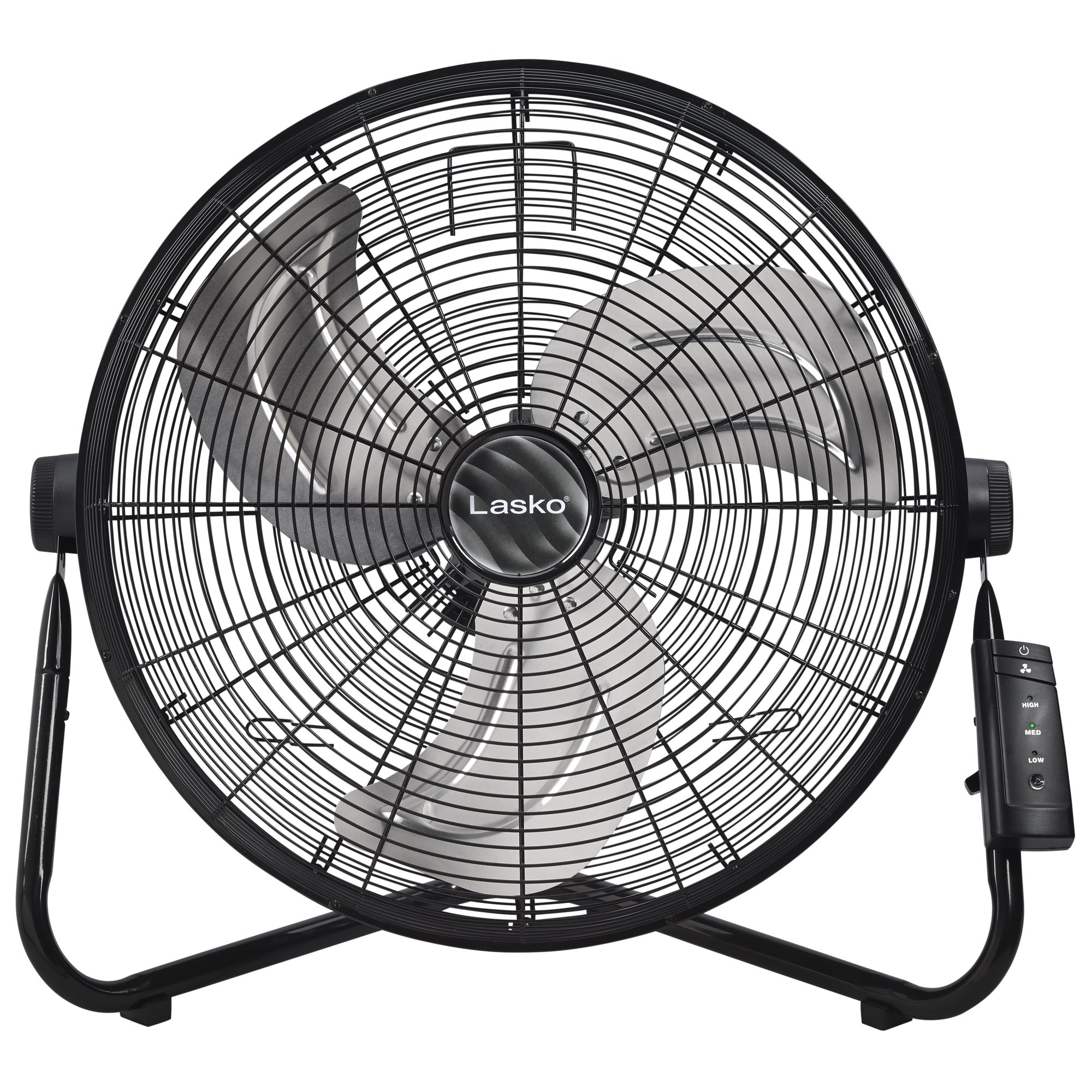 Lasko 20″ 3-Speed Pivoting High Velocity Utility Floor or Wall Mount Fan with Remote. Black