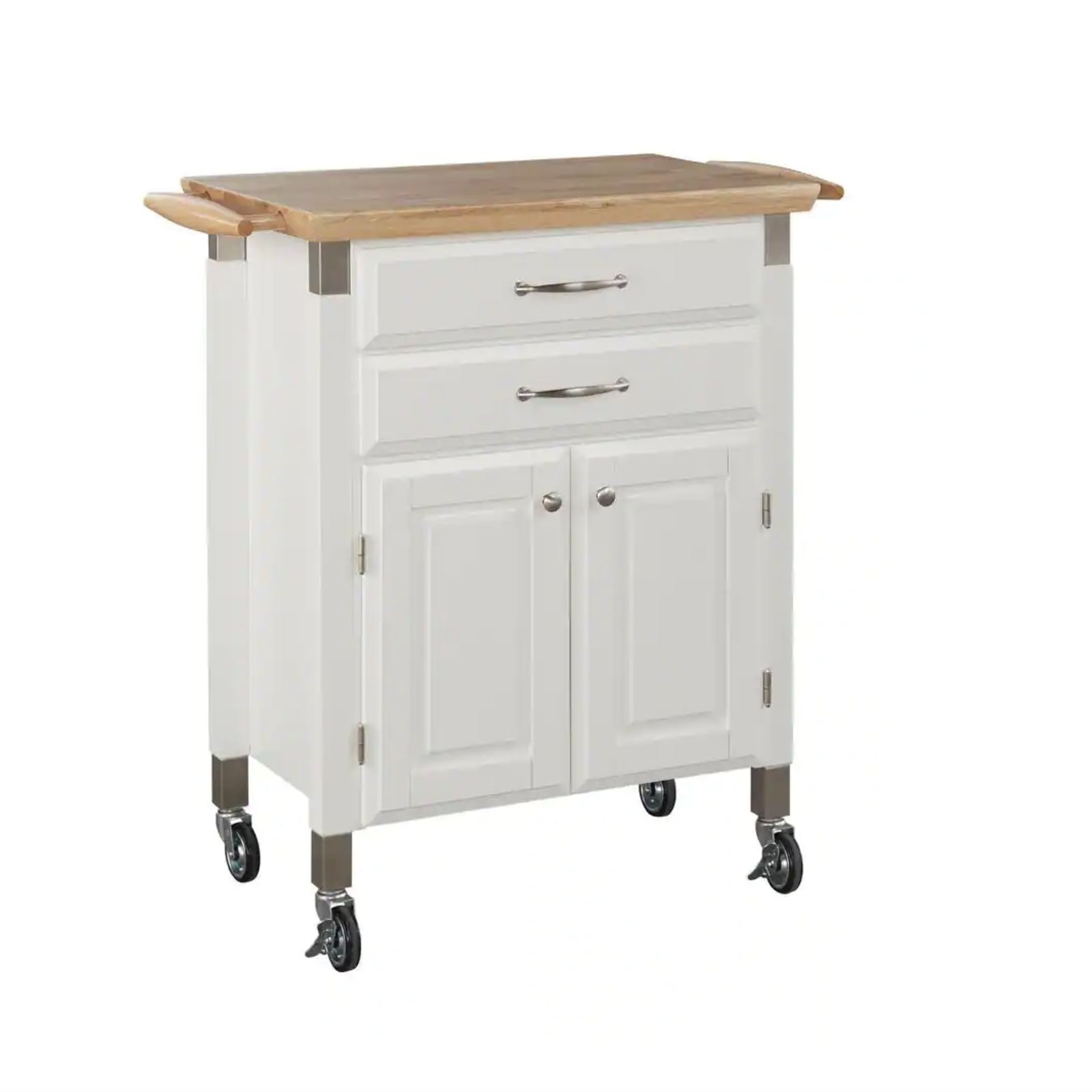 Homestyles Dolly Madison White Kitchen Cart With Natural Wood Top
