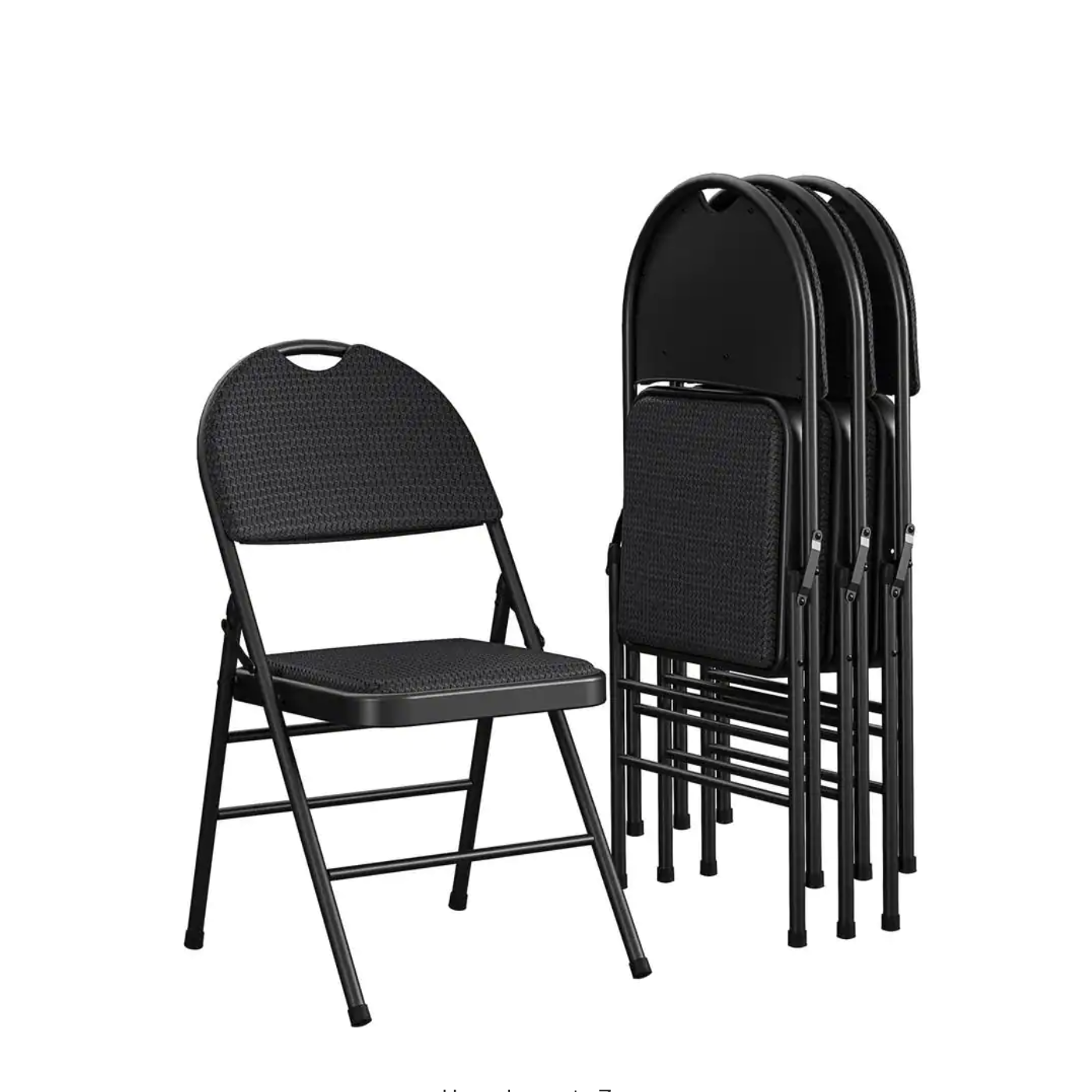 4-Pack Cosco Commercial XL Comfort Fabric Padded Metal Folding Chair. Triple Braced. Black