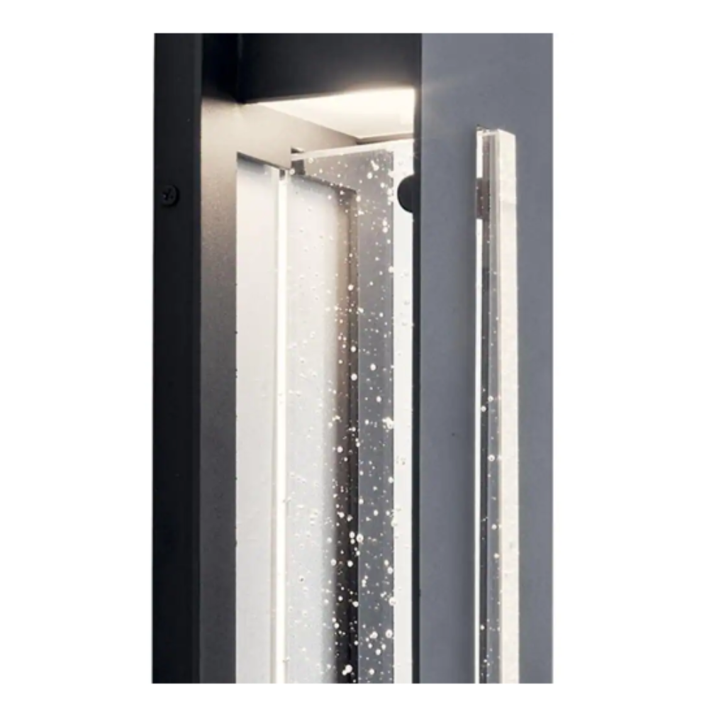 Kichler River Path 23 in. 1-Light Textured Black Outdoor Light Integrated LED Wall Sconce with Clear Seeded Glass (1-Pack)