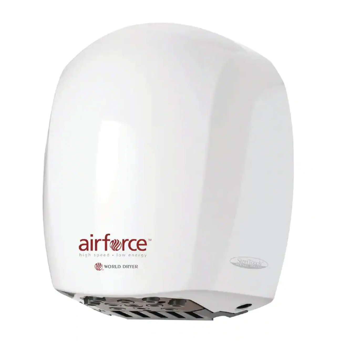 World Dryer Airforce Electric Hand Dryer. High Speed. Antimicrobial Technology. 110-120 volt. Aluminum Polished White
