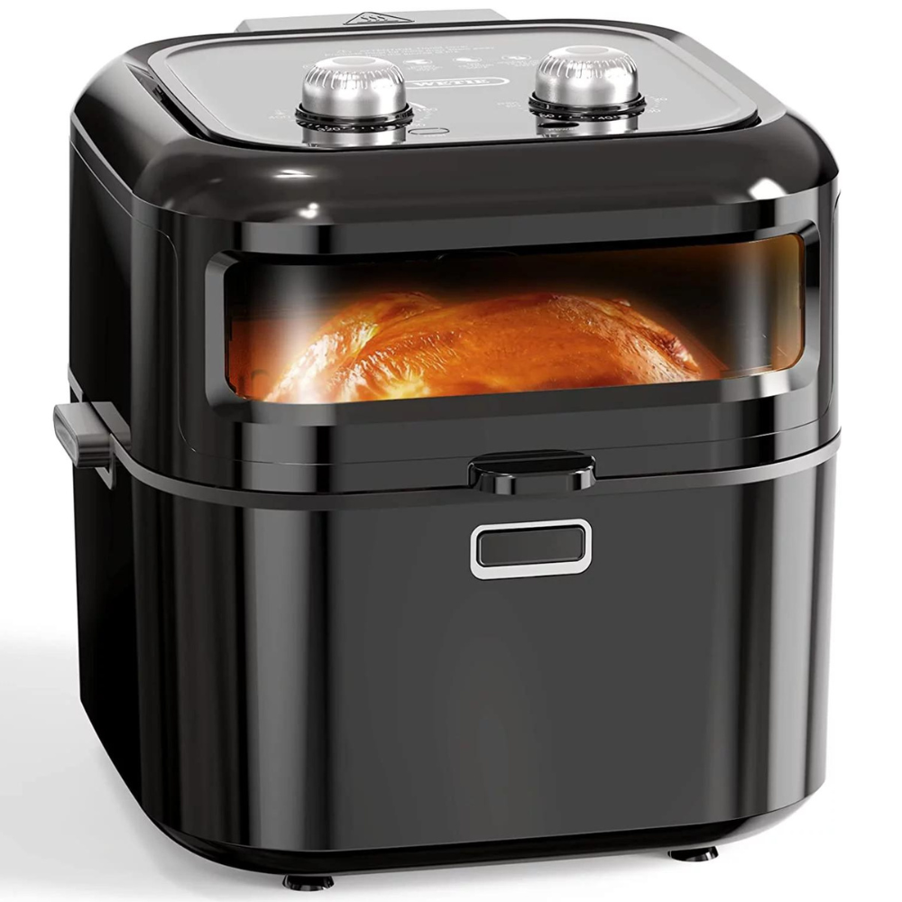 Wetie 7 QT 1400W Airfryer Oilless Cooker with Visible Window. Non-stick Basket. Temperature & Time Knob