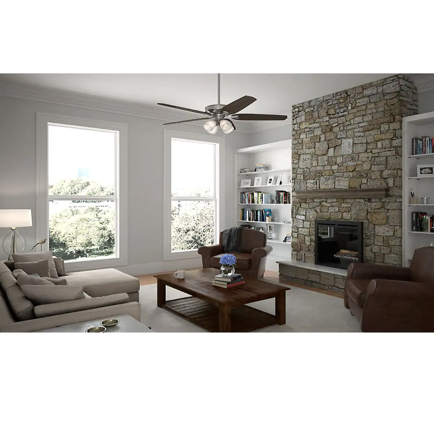 Hunter Channing 60 in. LED Indoor Brushed Nickel Ceiling Fan with Light Kit