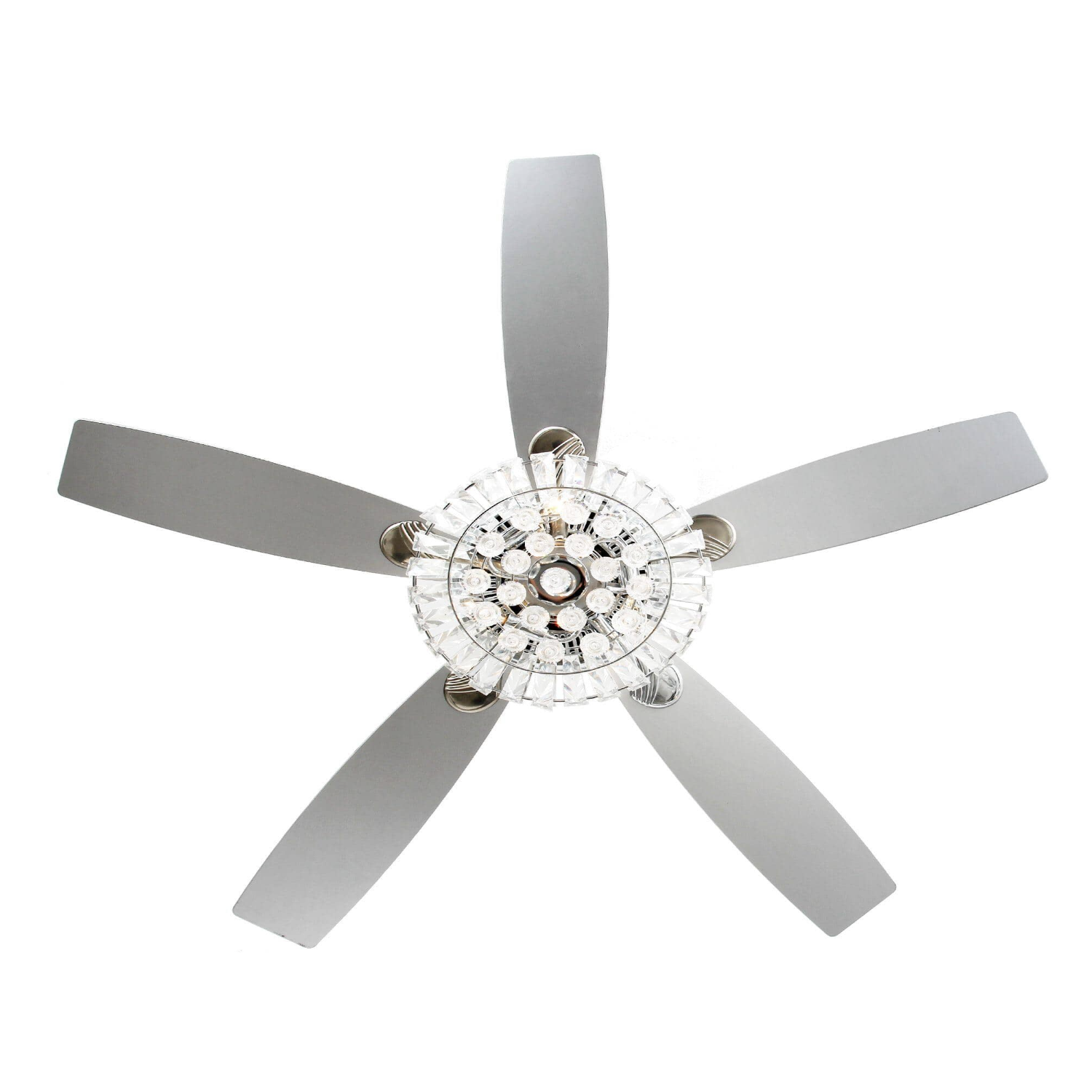 Parrot Uncle Zuniga 52 in. Indoor Chrome Downrod Mount Crystal Chandelier Ceiling Fan with Light Kit and Remote Control