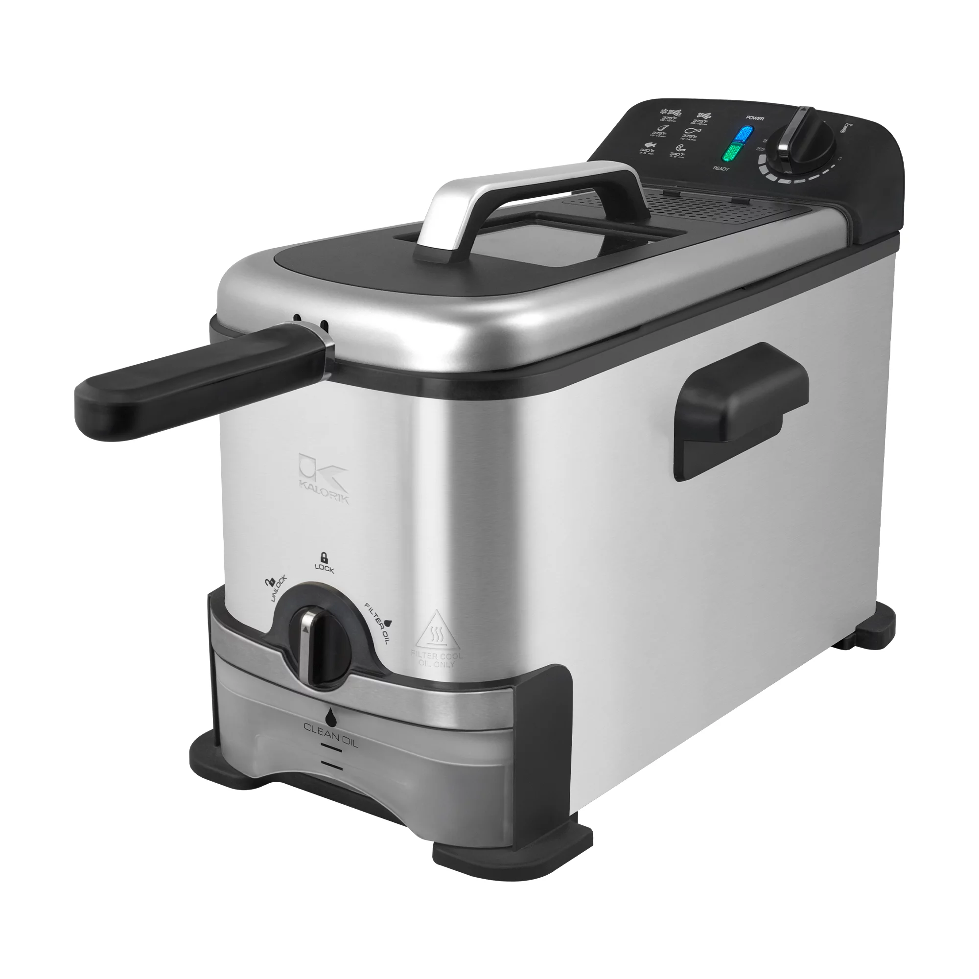 Kalorik 3 Liter/3.2 Quart Deep Fryer with Oil Filtration. Stainless Steel