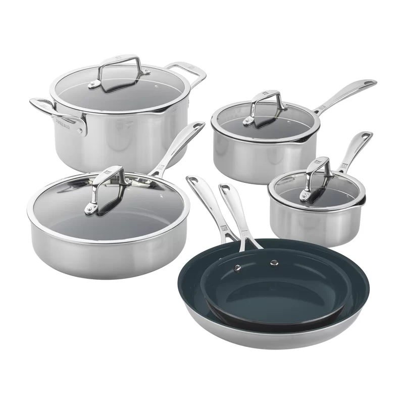 Zwilling Clad CFX 10-piece Stainless Steel Ceramic Nonstick Cookware Set