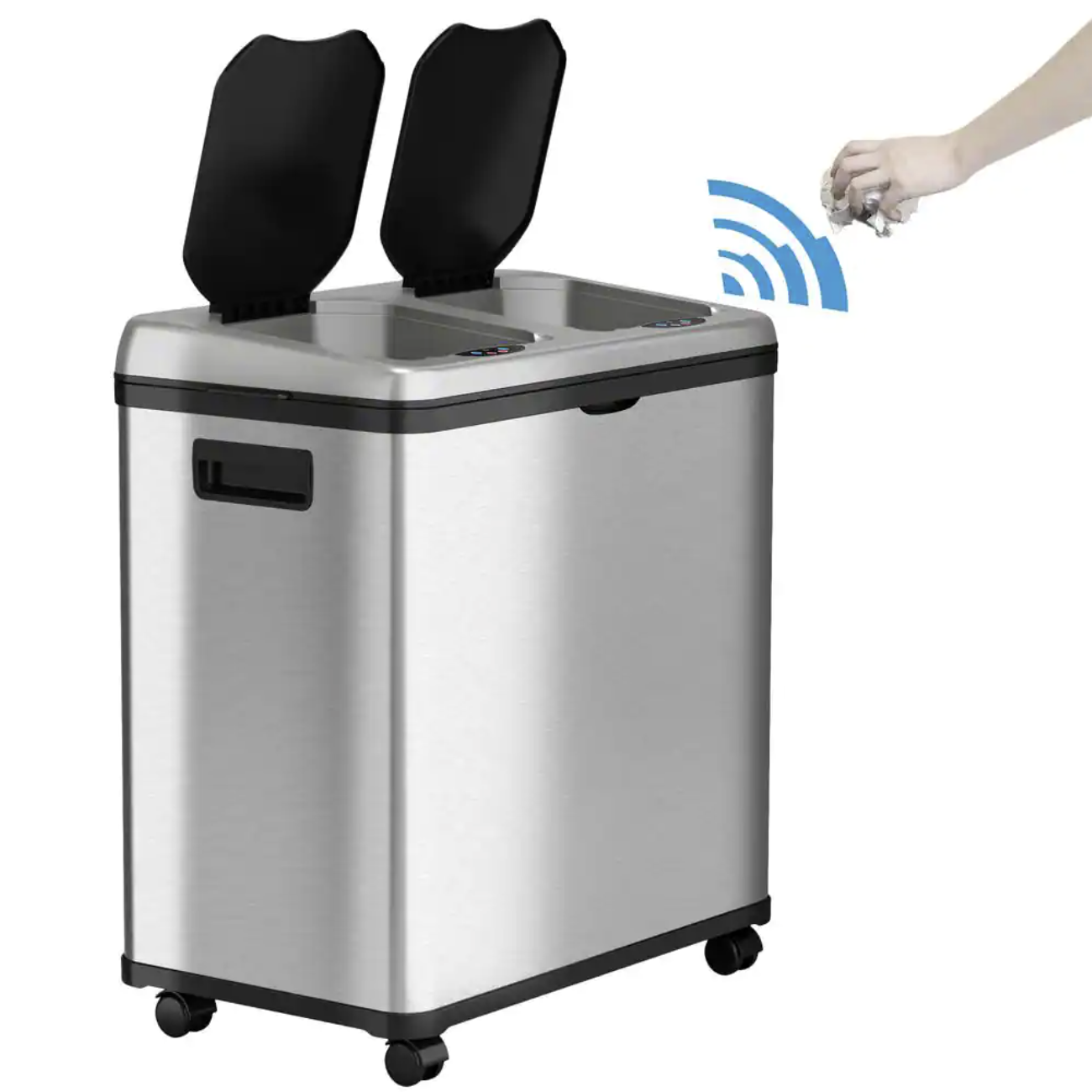 iTouchless 16 Gal. Dual-Compartment Stainless Steel Touchless Trash Can and Recycling Bin (8 Gal each)