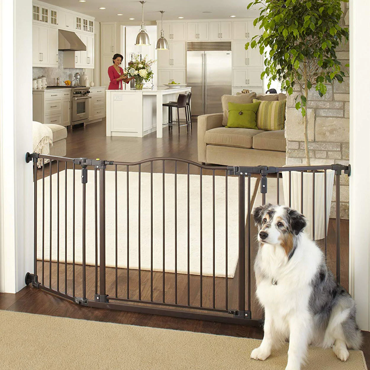 North States Pet MyPet Extra Wide Windsor Arch Indoor 38.3″ x 72″ x 30″ Pet Gate Barrier. Bronze