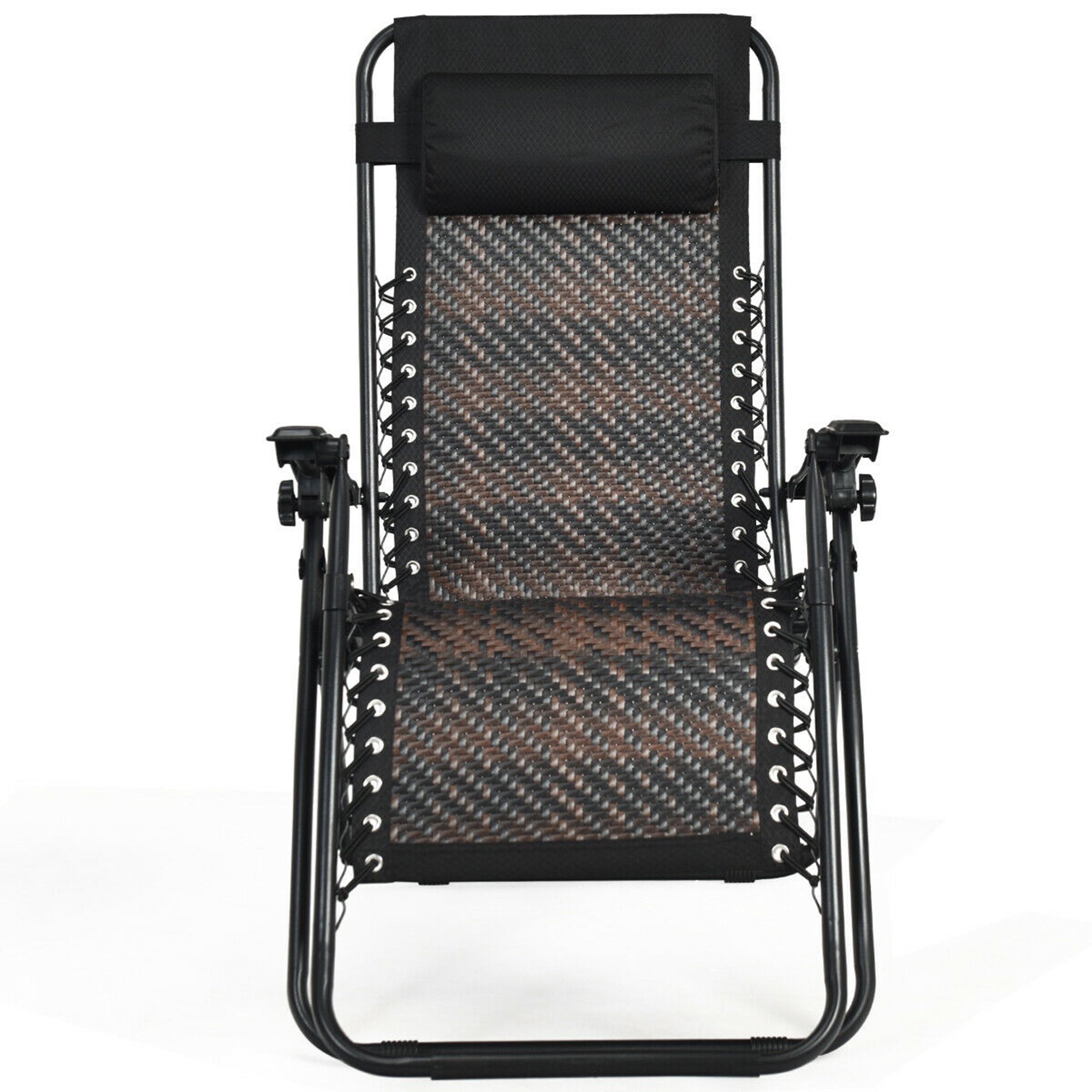 Gymax Rattan Zero-Gravity Chair. Black