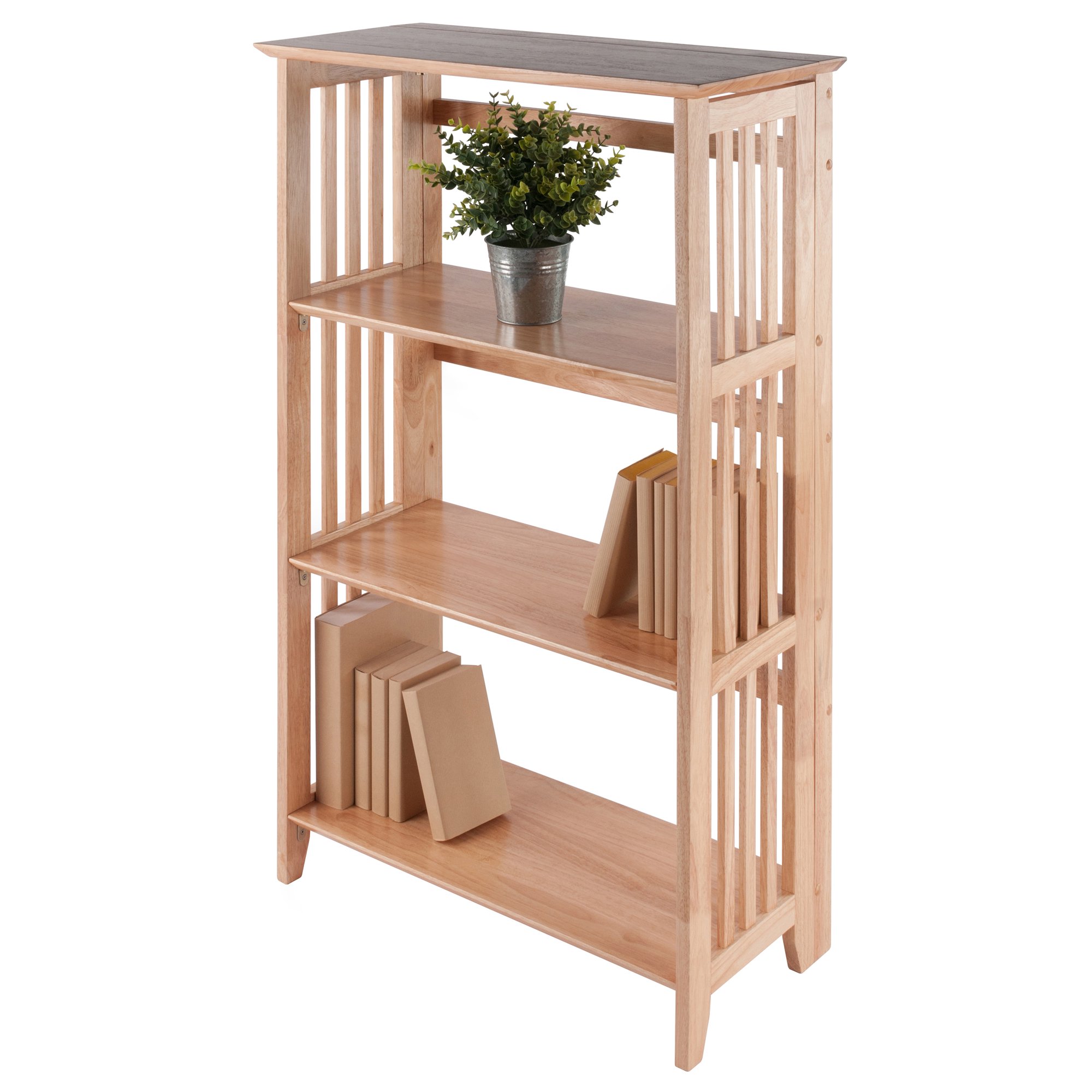 Winsome Wood Mission 3-Section Foldable Shelf. Natural Finish