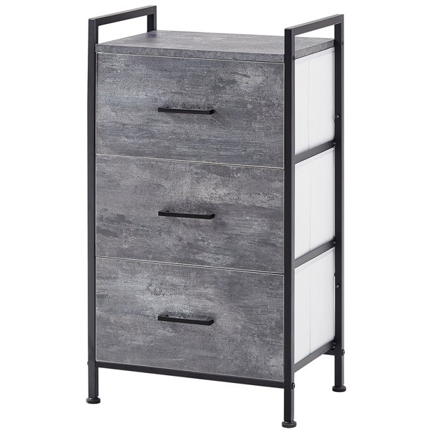 Linsy Home Small Dressers for Bedroom. Nightstand with 3 Drawers. Grey