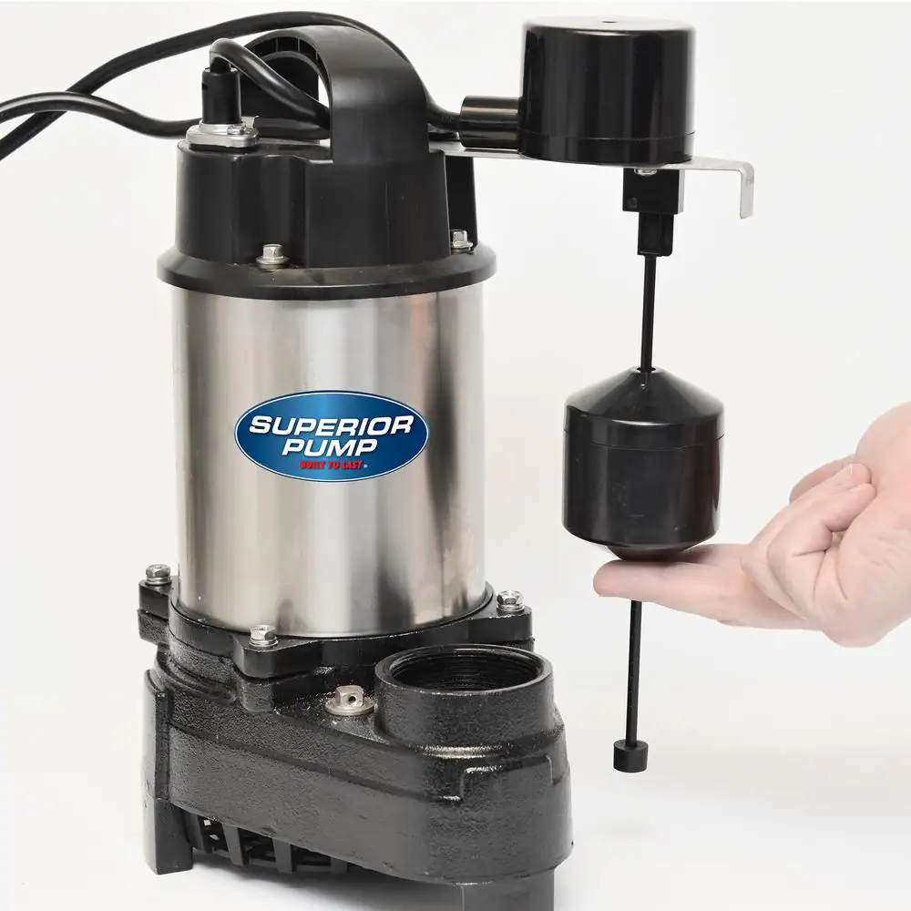 Superior Pump 1 HP Submersible Stainless Steel-Cast Iron Sump Pump With Vertical Float Switch