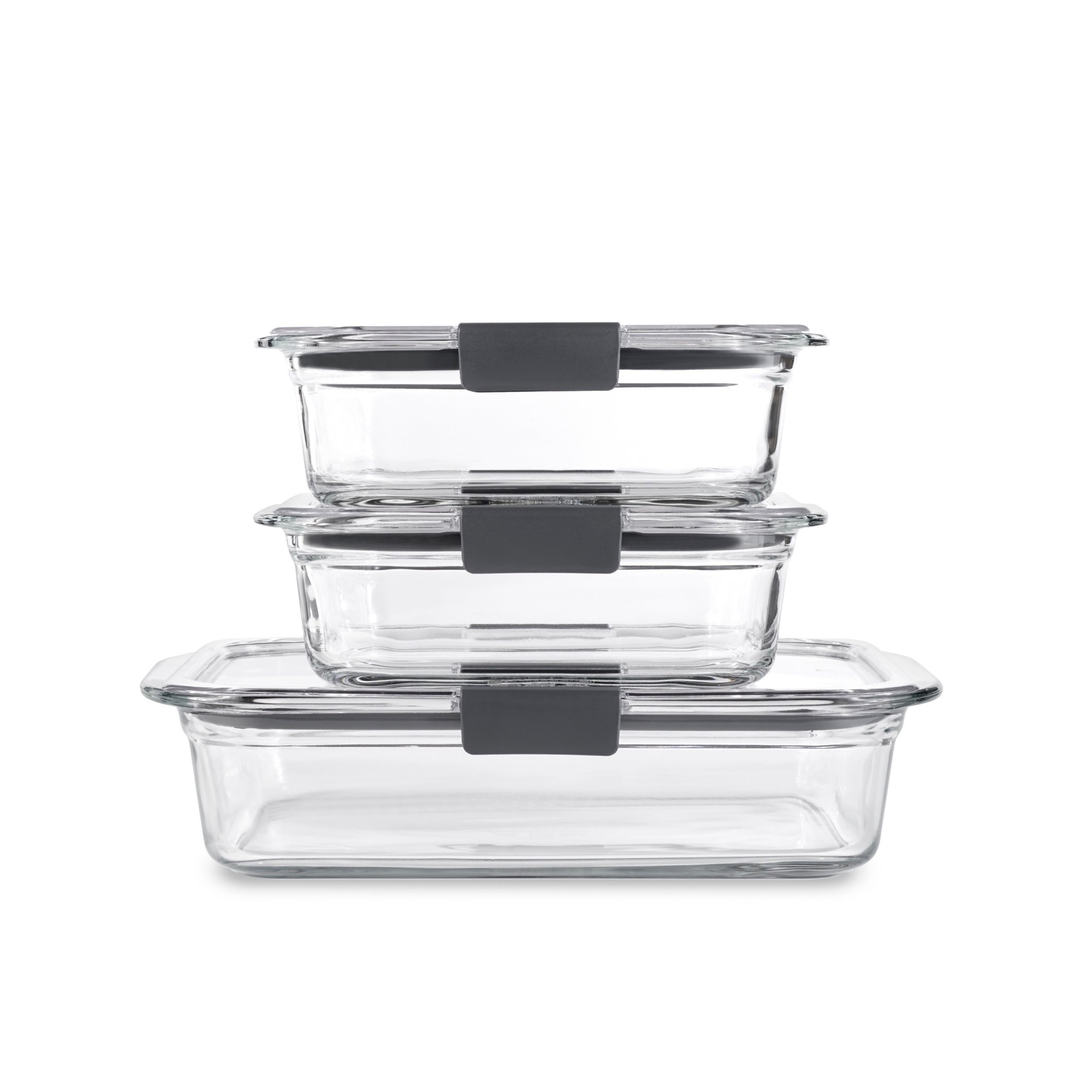 Rubbermaid Brilliance Glass Set of 3 Food Storage Containers with Latching Lids