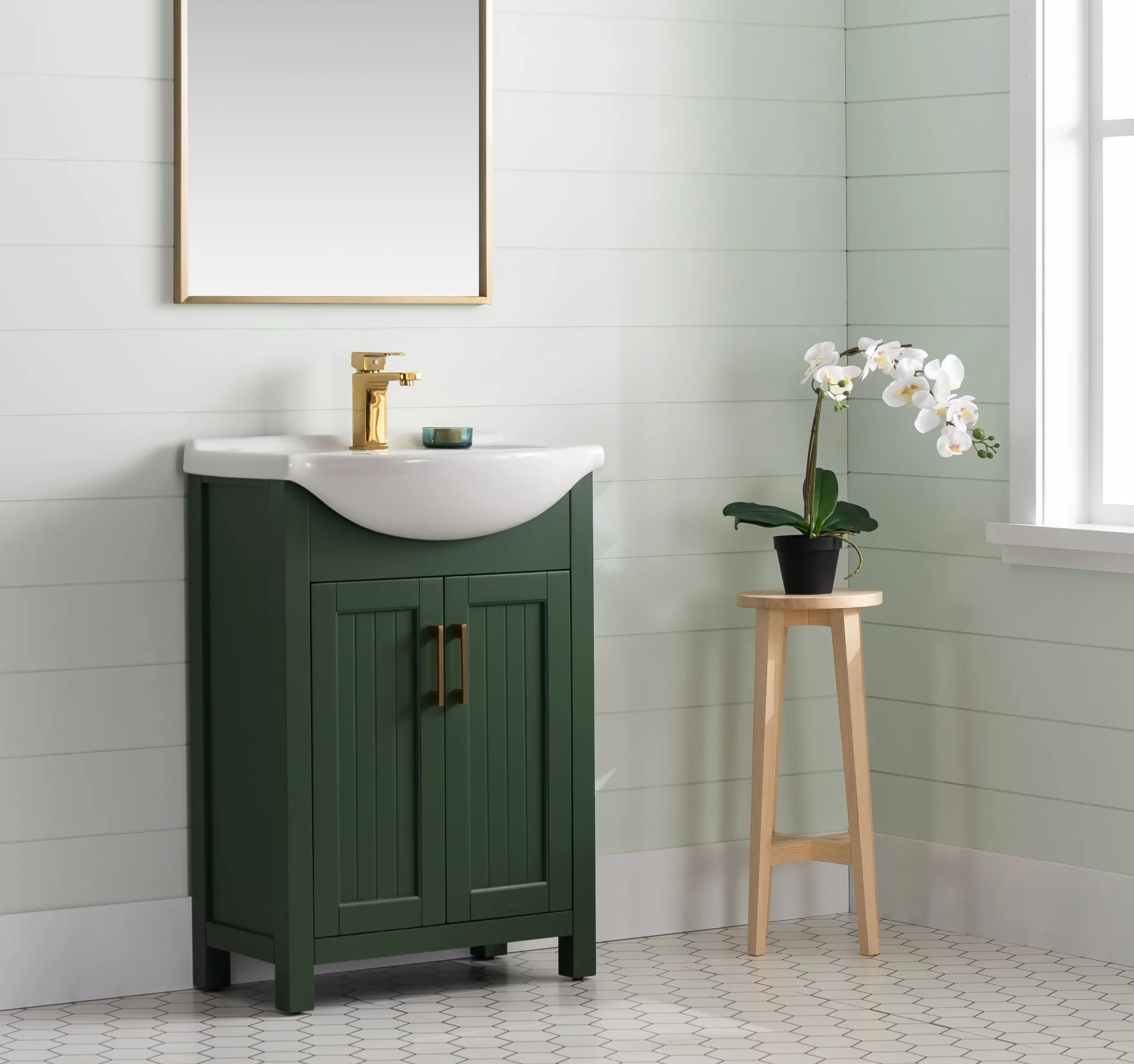 Ebern Designs Kentaro 24” Free-standing Single Bathroom Vanity. Muir Green