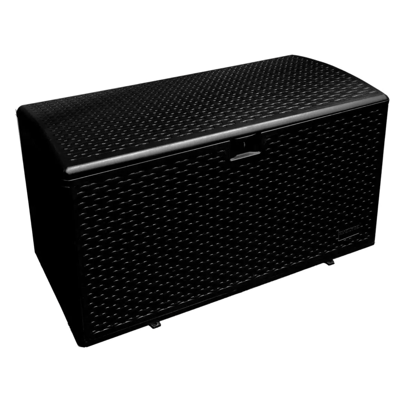 Hampton Bay 120 Gal. Black Resin Wicker Outdoor Storage Deck Box with Lockable Lid