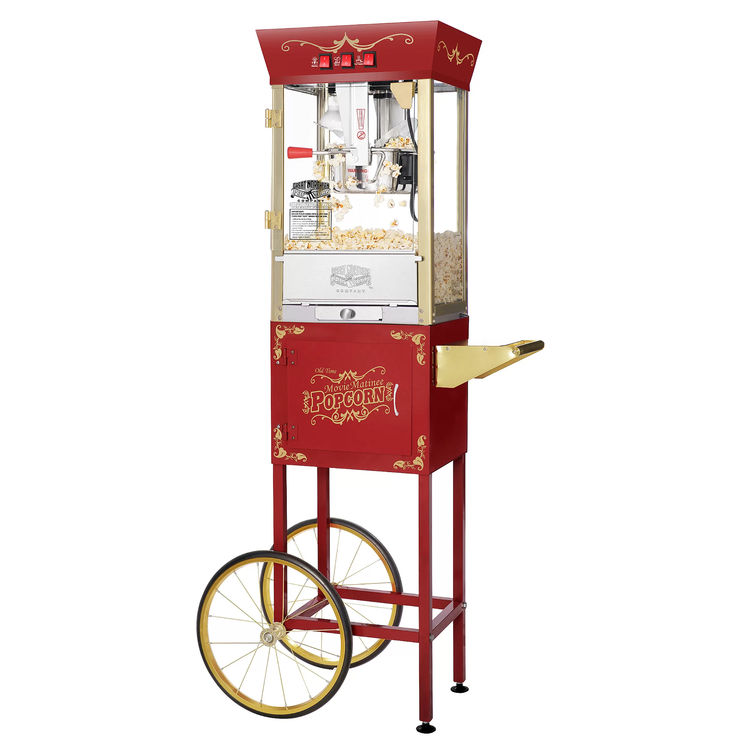 Great Northern Popcorn 8 oz. Antique Machine Popcorn Cart. Red (Part number: D630242)