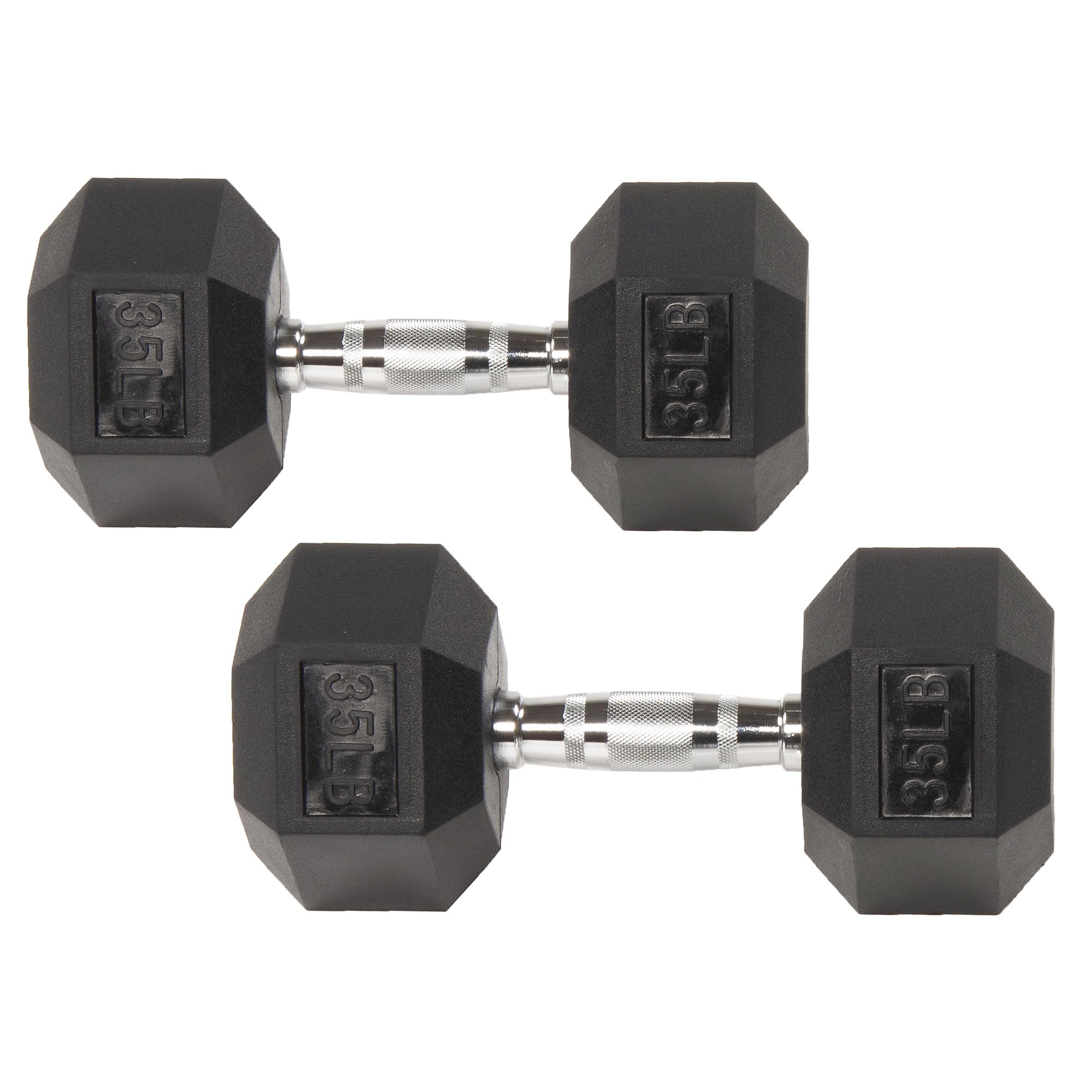 BalanceFrom Rubber Hex Dumbbells. 35 lbs Pair. Black