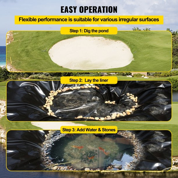 Vevor LLDPE Pond Liner 20×25 ft. Pond Liner 20 Mil. Fish Pond Liners