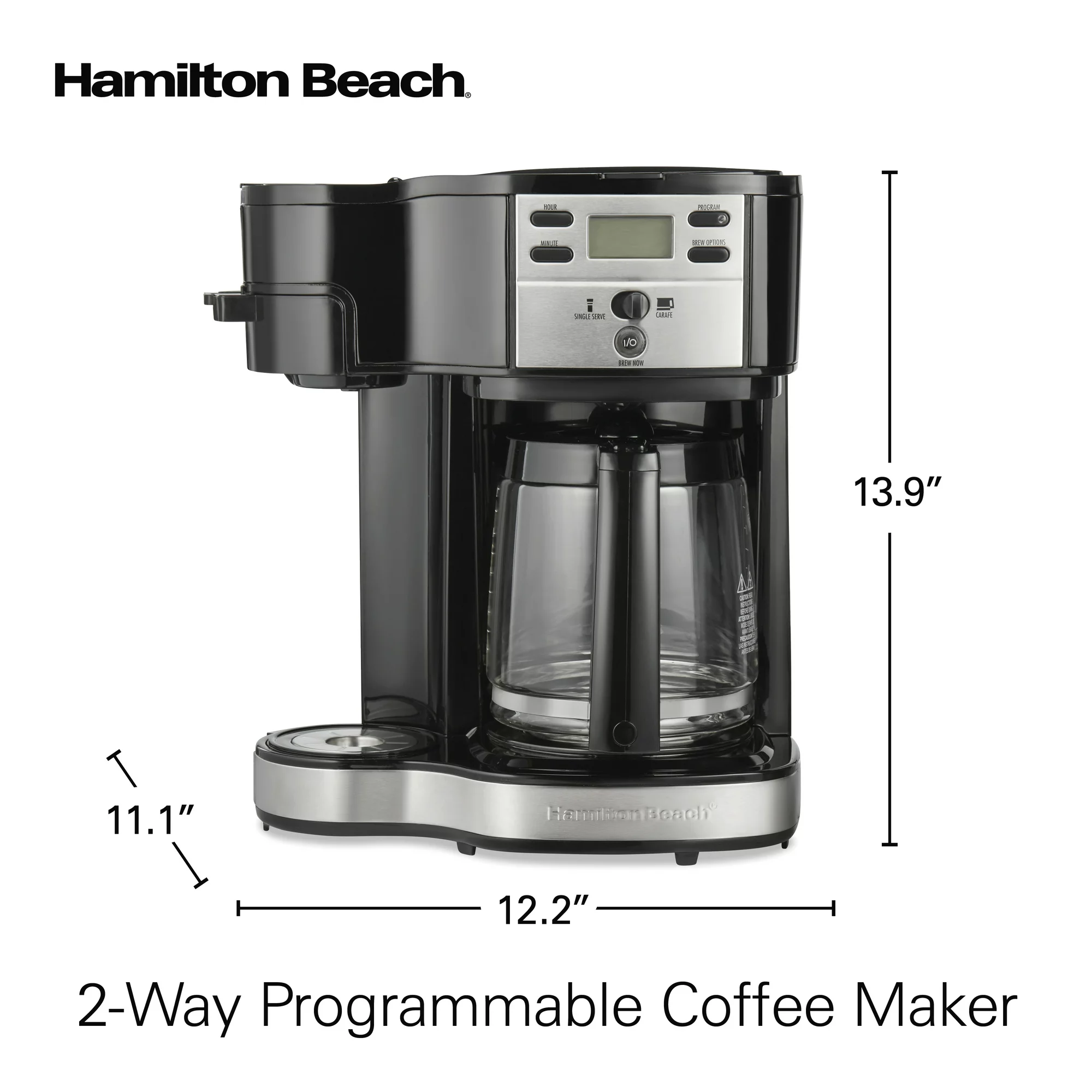 Hamilton Beach 2-Way Programmable Coffee Maker. Single-Serve or 12 Cups. Black. 47650