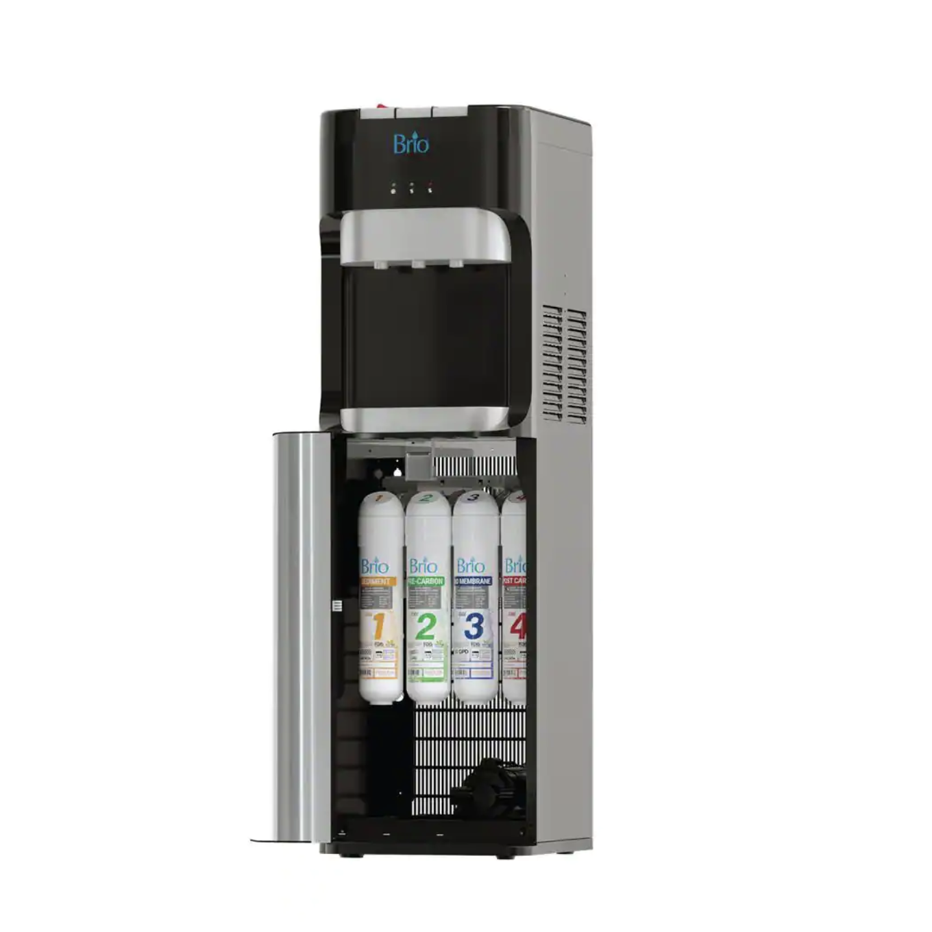 Brio Black Freestanding Bottleless Electric Filtered Water Cooler. CLPOURO420SCV2