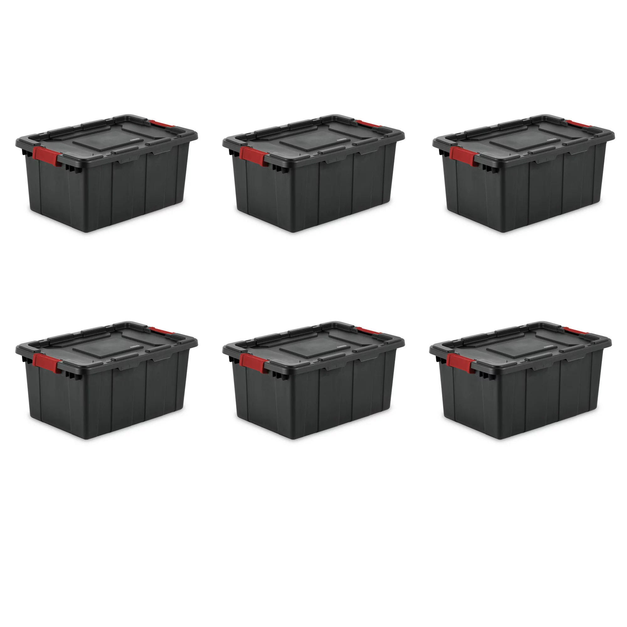 Sterilite 15 Gallon Industrial Tote Plastic. Black. Set of 6