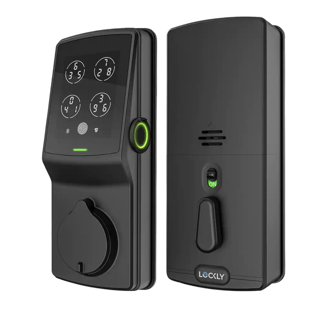 Lockly Secure Plus Matte Black Single-Cylinder Keypad Smart Alarmed Lock Deadbolt with Bluetooth. 3D Fingerprint Sensor