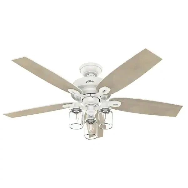 Hunter Crown Canyon II 52 in. LED Indoor Fresh White Ceiling Fan With Light Kit. Fresh White