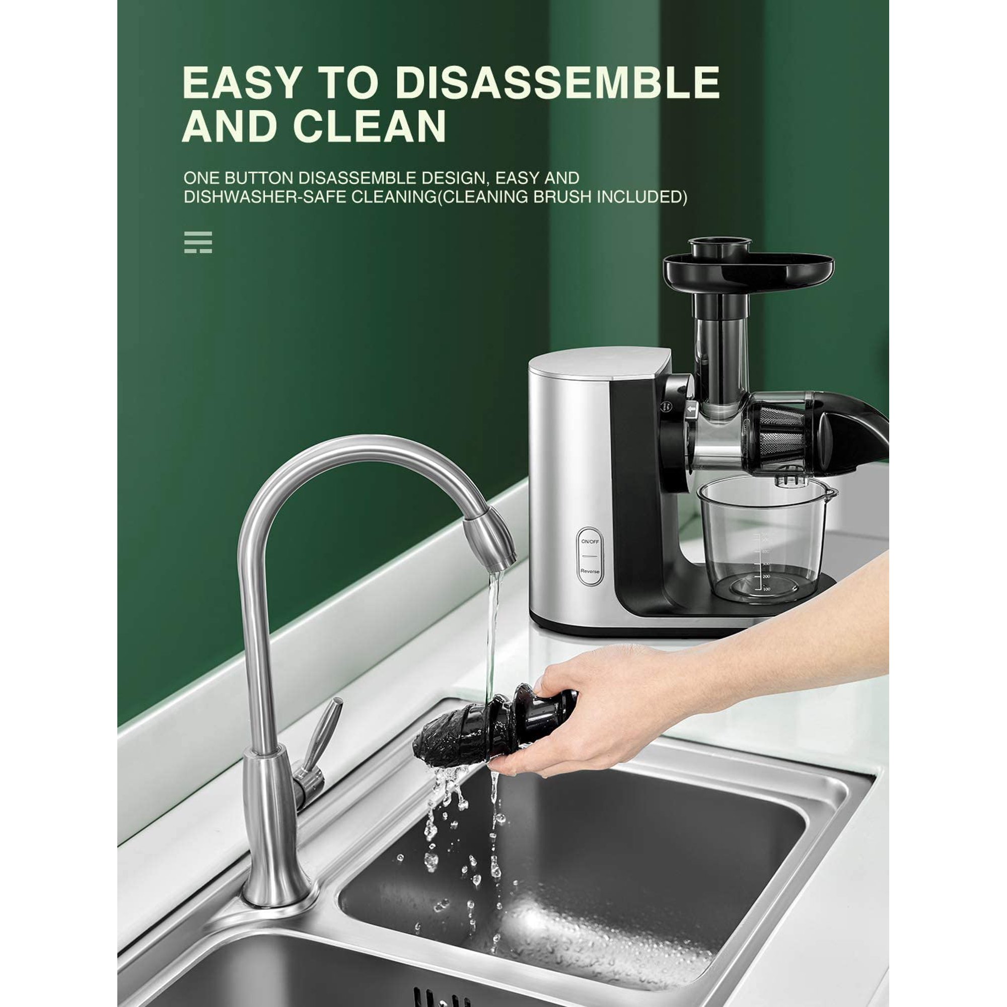 Aicook Cold Press Masticating Juicer Machines Easy to Clean. Black