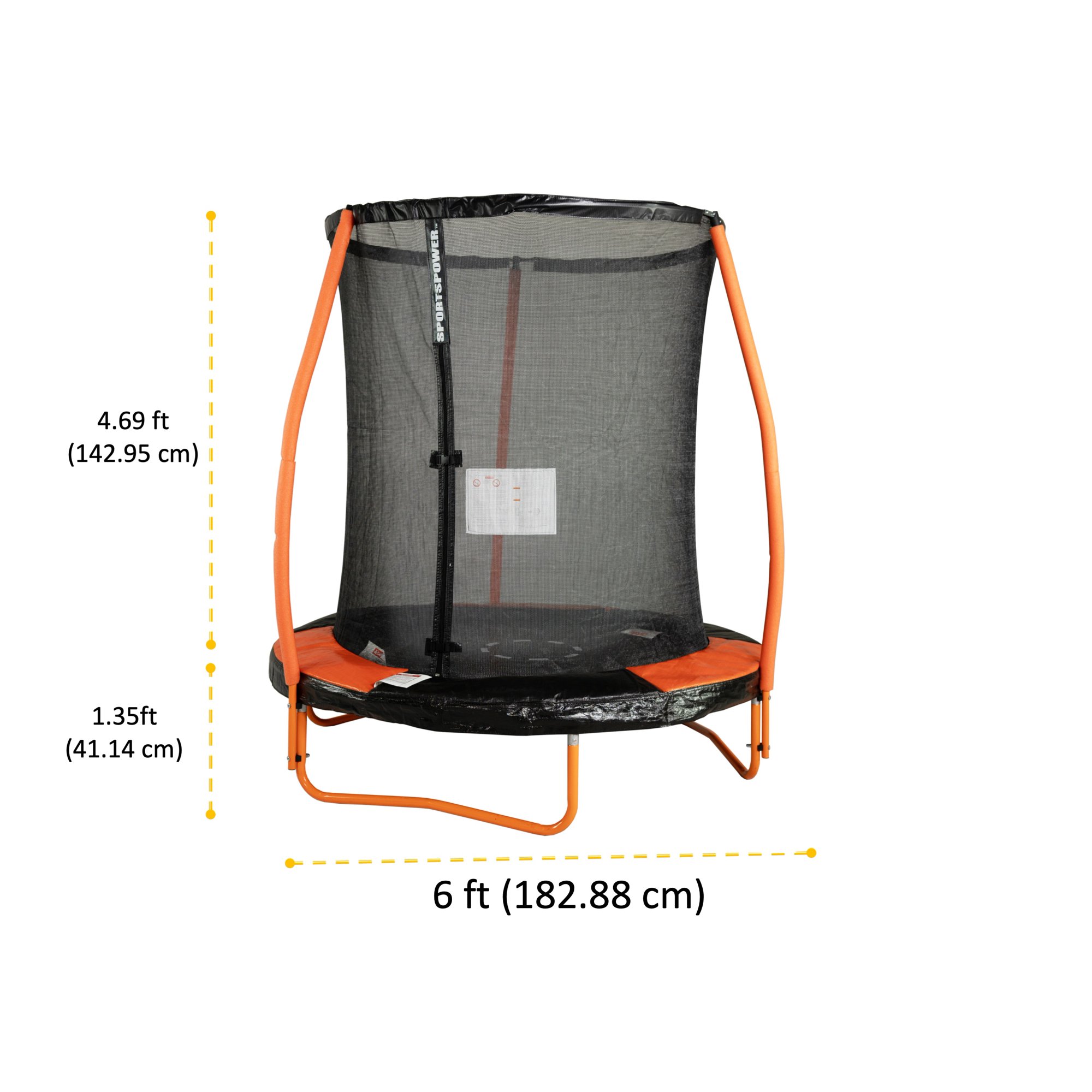 Bounce Pro 6-Foot Trampoline. with Enclosure and Mini Flash Light Zone. Orange