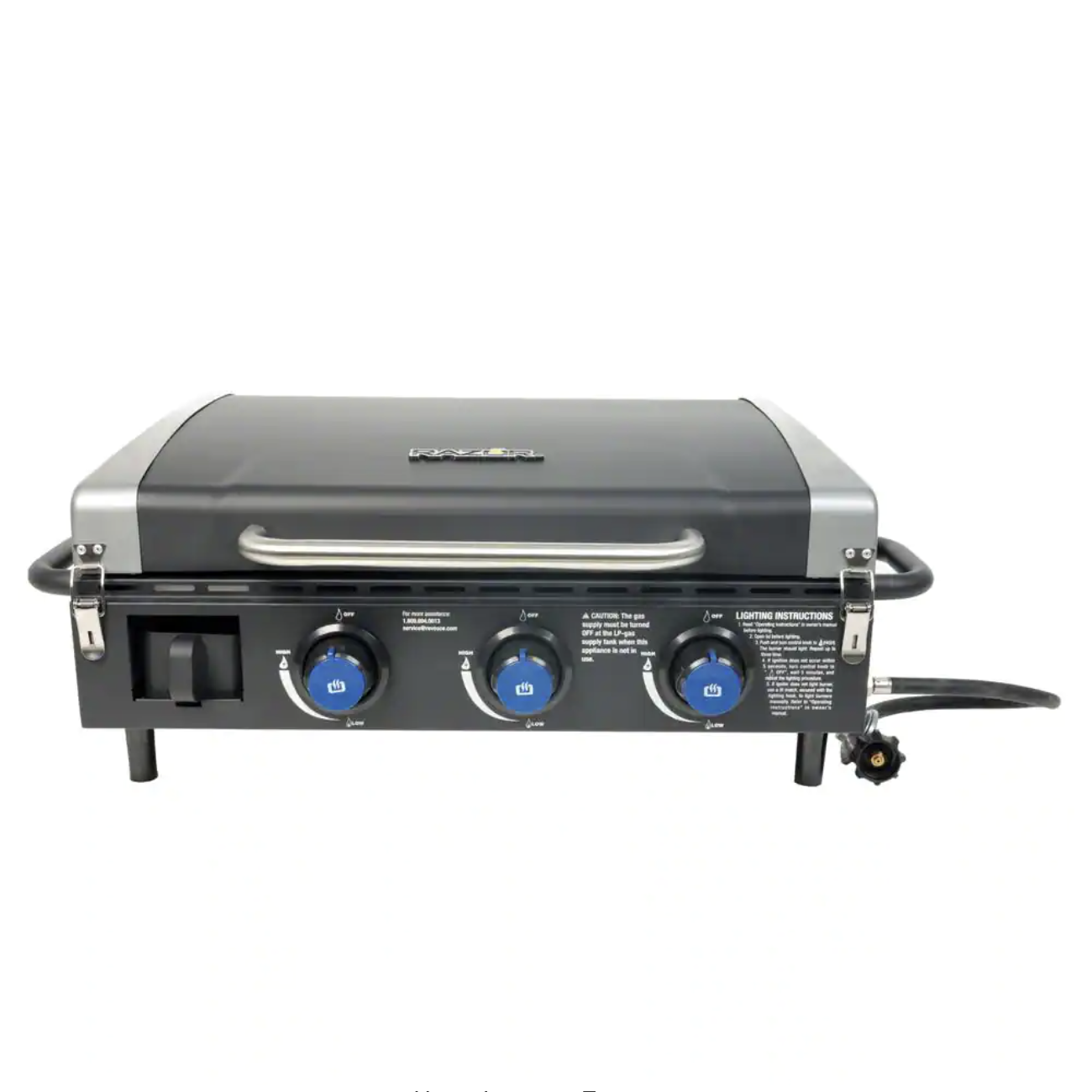 Razor 3-Burner Portable Griddle with Lid in Black