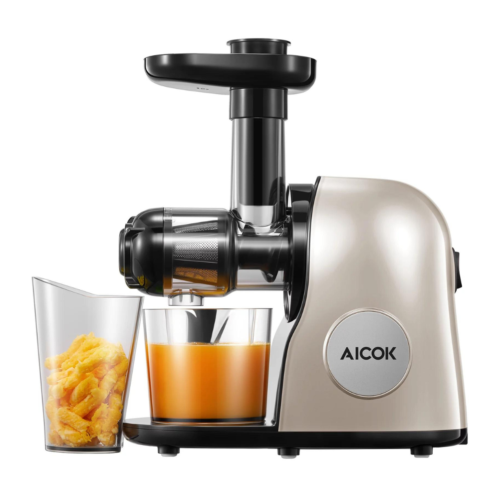 Aicok Juicer Machines. Slow Masticating Juicer with Higher Juice Yield and Drier Pulp. Ivory White