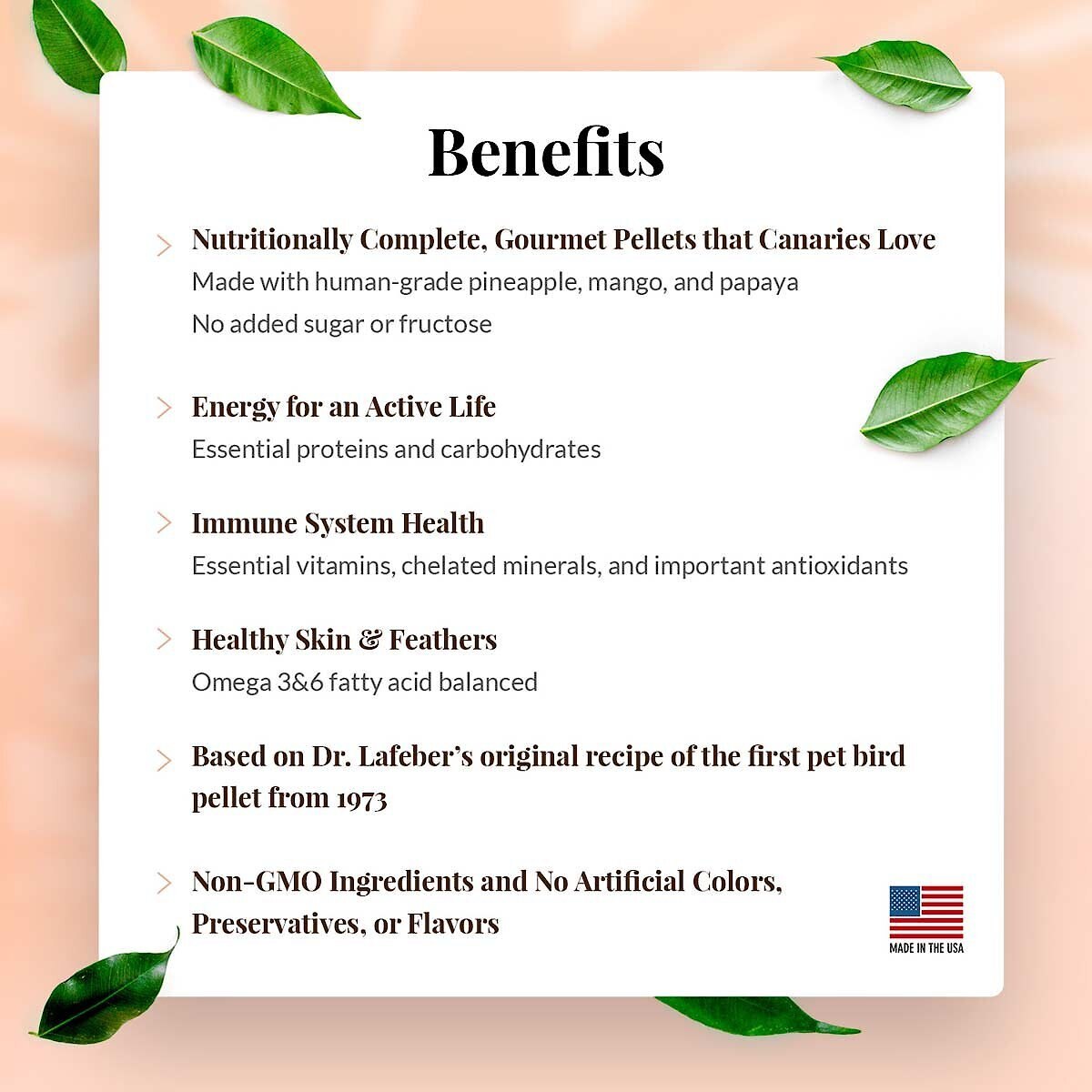 Lafeber Tropical Fruit Gourmet Pellets Canary Bird Food. 25-lb box