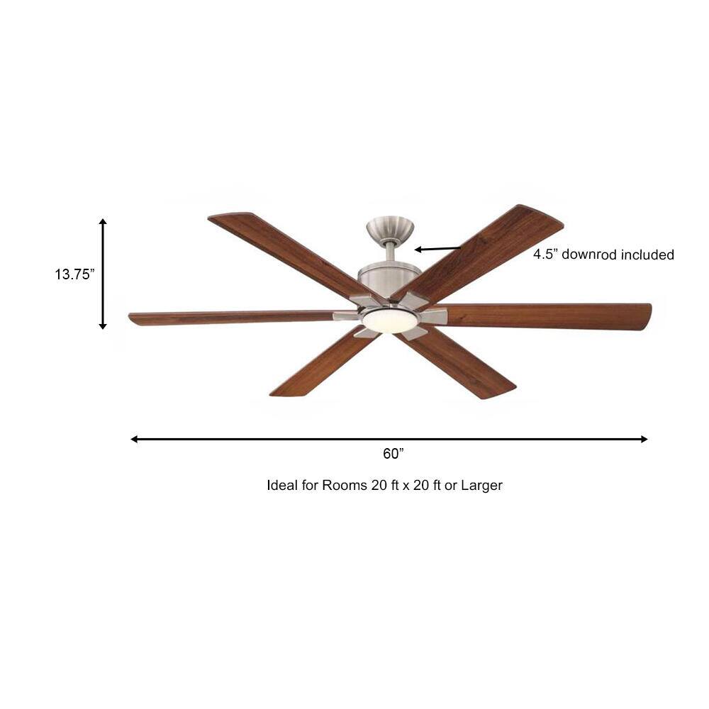 Home Decorators Collection Renwick 60 in. Integrated LED Brushed Nickel Ceiling Fan With Remote Control