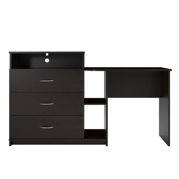 Elm & Oak Somerset 3 in 1 Media Dresser and Desk Combo. Espresso