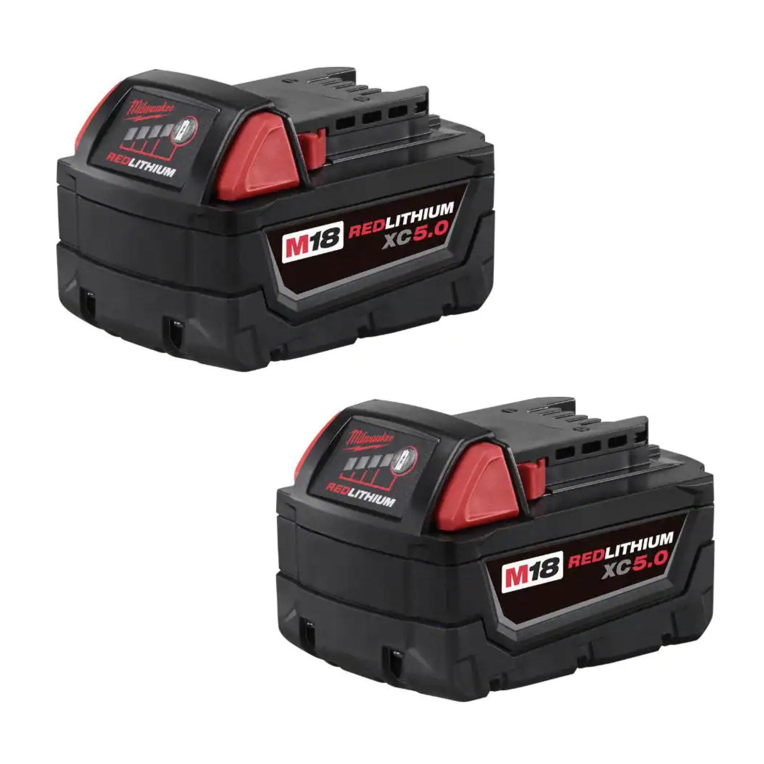 Milwaukee M18 18-Volt Lithium-Ion XC Extended Capacity 5.0 Ah Battery Pack. 2-Pack (48-11-1852)