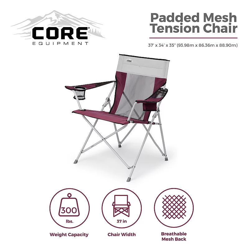 Core Portable Outdoor Camping Folding Chair with Carrying Storage Bag. Wine