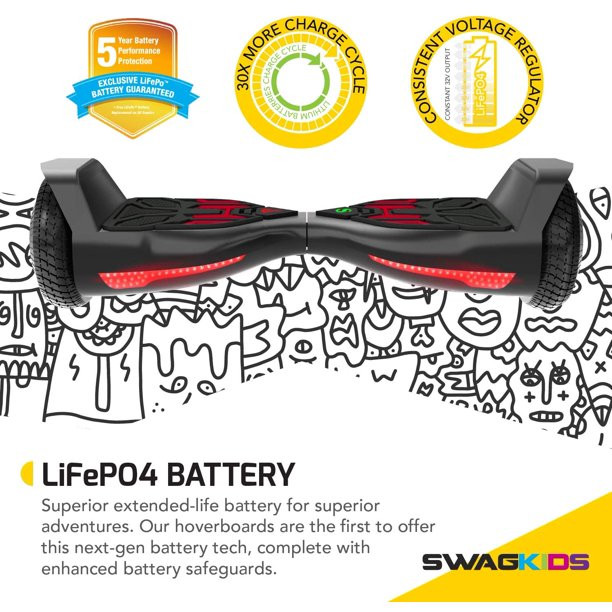 Swagtron Swagboard Twist T580 Hoverboard With Light-Up LED Wheels. Black