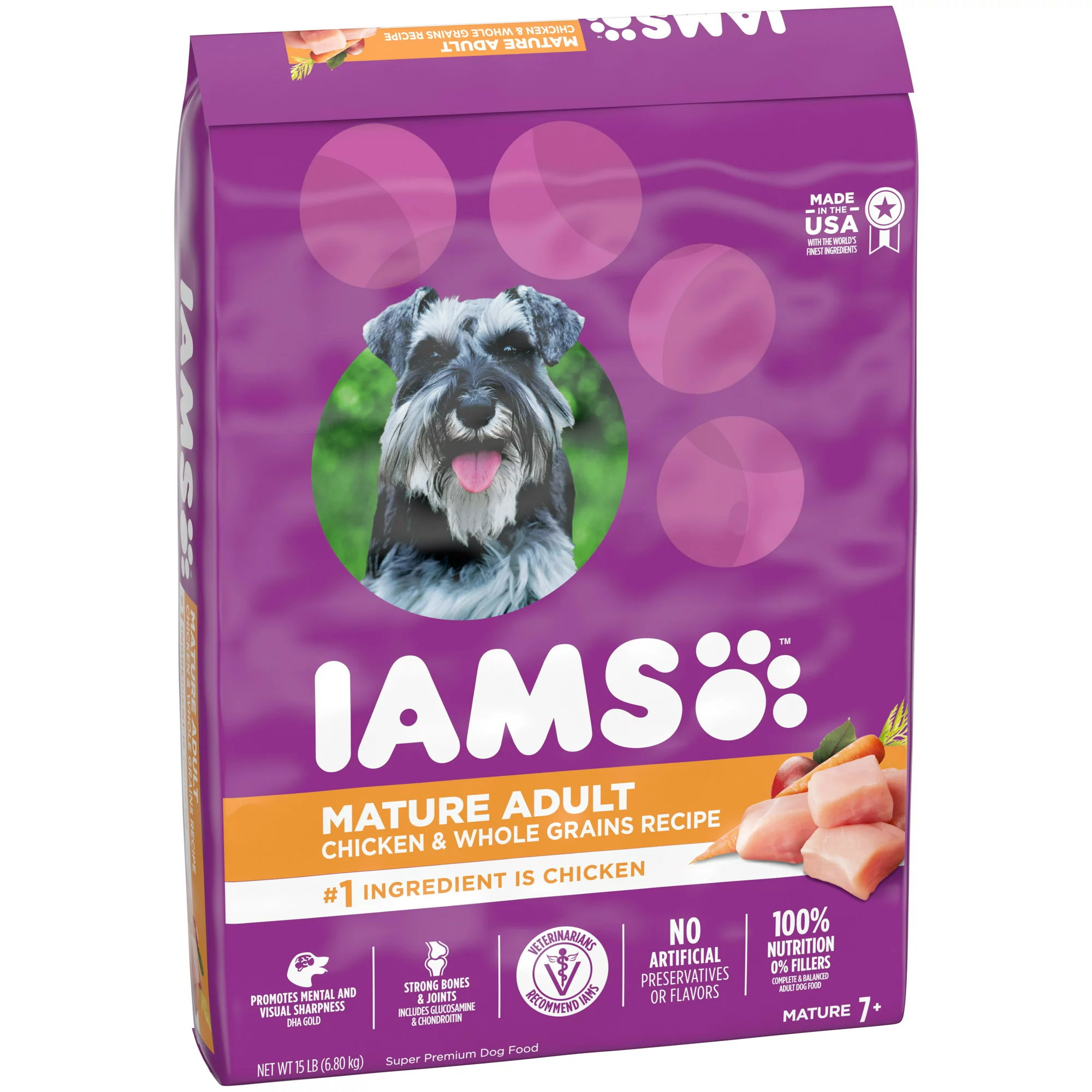 Iams Healthy Aging Real Chicken Dry Dog Food For Mature Dog. 15 Lb. Bag