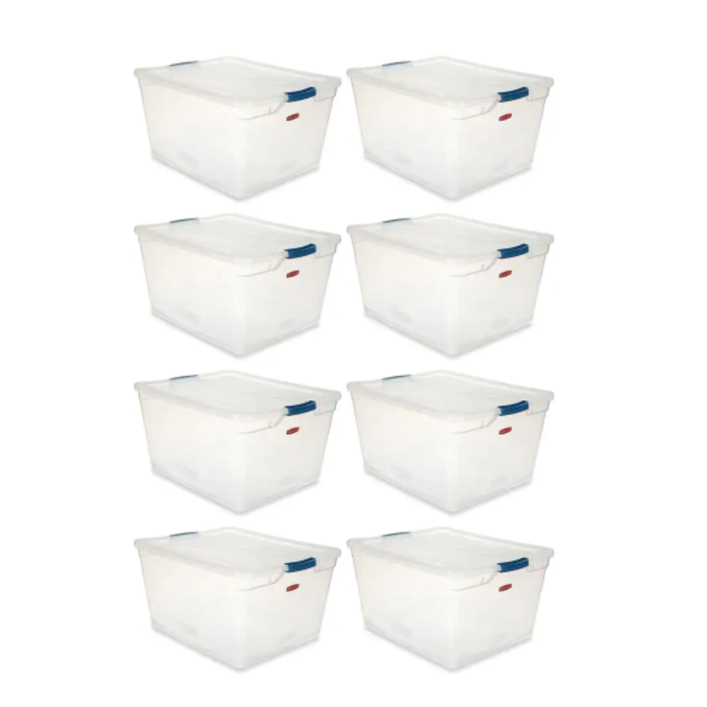 Rubbermaid Cleverstore 71 qt. Latching Plastic Storage Container and Lid (8-Pack)