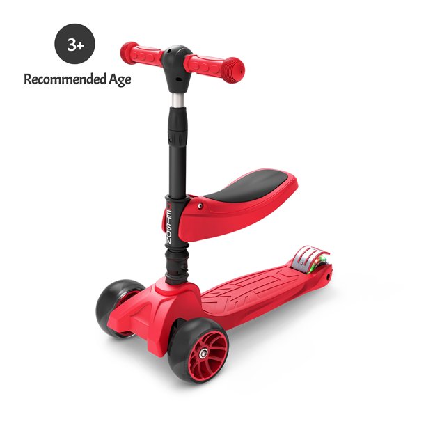 Jetson Spot Red LED Light-up Kids Kick Scooter With Seat Supports For Ages 3+. Unisex