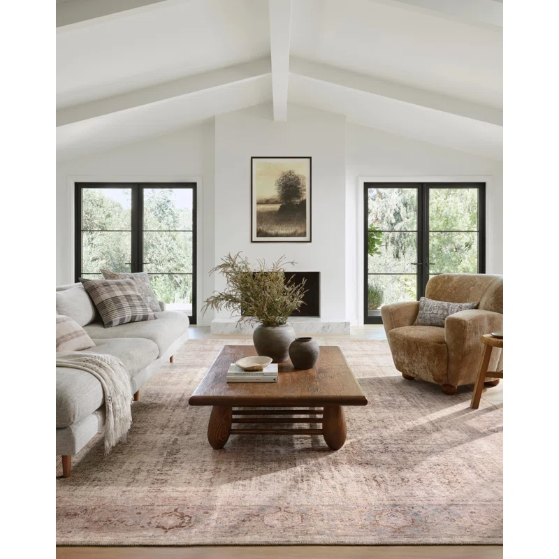 Amber Lewis x Loloi Georgie Machine Woven/Power Loomed Performance Ocean/Sand Rug. Rectangle 10′ x 14′