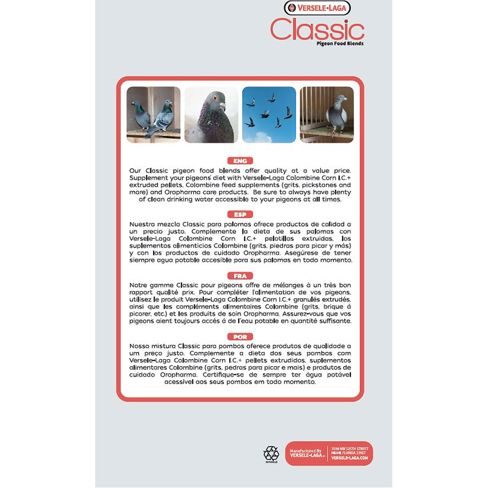 Versele-Laga Classic Pigeon Food Blends 15% No Corn Pigeon Food