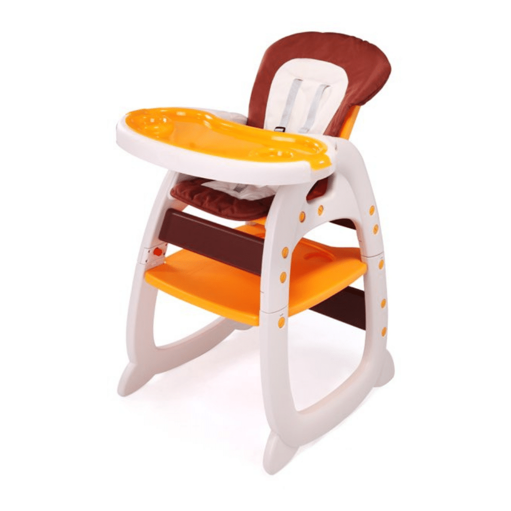 Hommoo 3 In 1 Baby High Chair. Convertible Play Table And Chair Set For Toddler. Adjustable Seat Back. Yellow